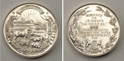 Witwatersrand Agricultural Society Rand Easter Show Sterling Silver Medallions (Set of 3) - Barry Orpen, Bar Circle Brahmans